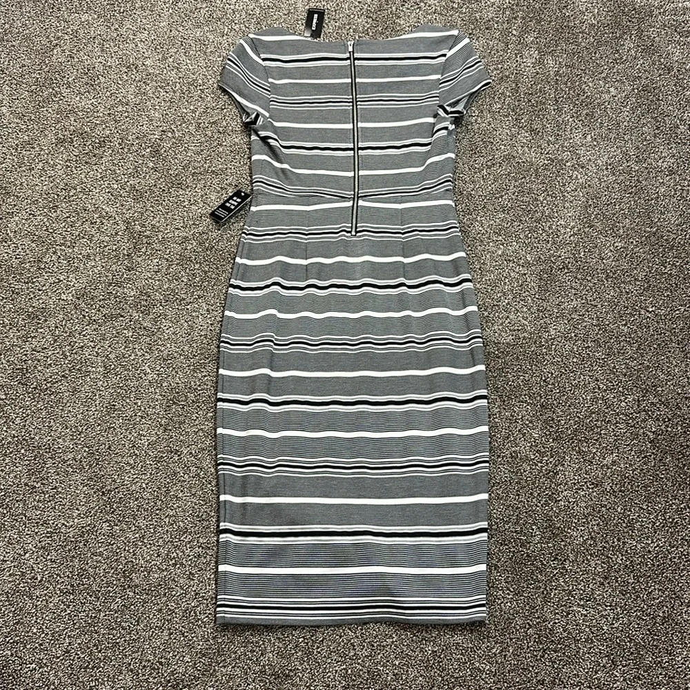NWT Express body con stripes business casual black and white striped dress XS - Picture 8 of 9